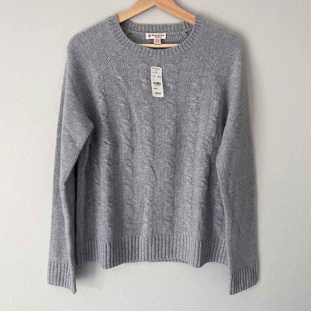 Brooks Brothers Cashmere Cable-Knit Sweater Women's Size XL Gray NWT $228